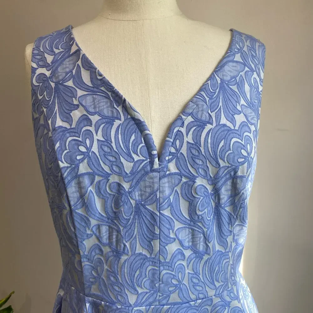 Anthropologie Maeve Claribel Jacquard Midi Dress in Periwinkle Size 8 - Picture 4 of 9